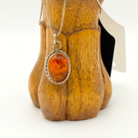 Glowingly Gorgeous Amber Necklace Beauty 🙌🏻✨⏰💭🤝⌛️ Sterling Silver Boho - Picture 2 of 16